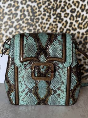 Brahmin Margo Turquoise Stone Tecoma Leather Crossbody --NWT snake western